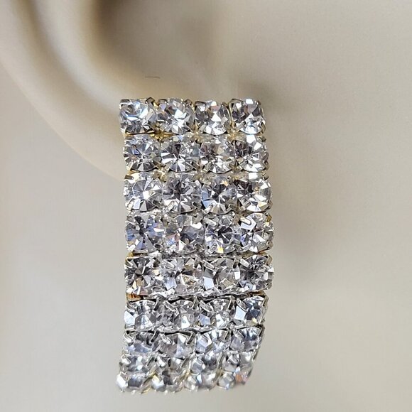 Rhinestone Rectangular Earrings - Picture 2 of 5